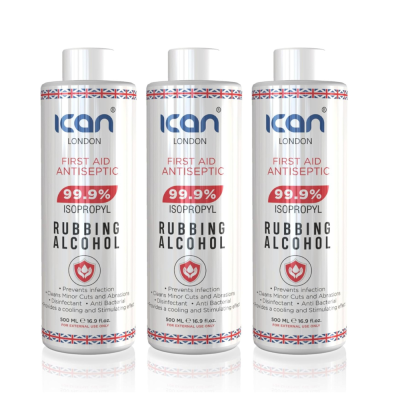 Pure Isopropyl Rubbing Alcohol First Aid Antiseptic 500ml pack of 3