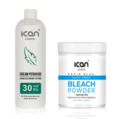 Cream Peroxide 30 Vol 9% 250ml + Rapid Blue Powder Bleach (jar) 80g Set