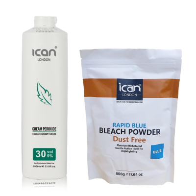 Cream Peroxide 9% - 30 Volume 1000ml + Rapid Blue Powder Bleach 500g Combo Set