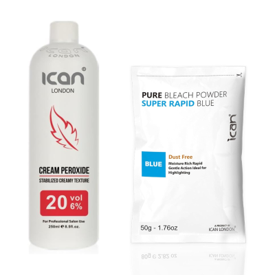 Cream Peroxide 20 Vol 6% 250ml + Rapid Blue Powder Bleach 80g Set