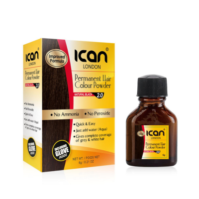 ican London Permanent Hair Colour Powder – Natural Black 3.0