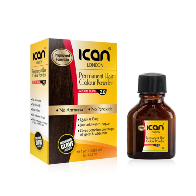 ican London Permanent Hair Colour Powder – Natural Black 2.0
